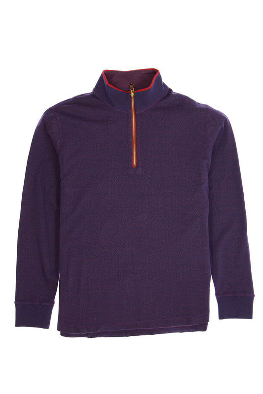 Robert Graham 'Alastor' Mens Purple Herringbone Half Zip Sweatshirt