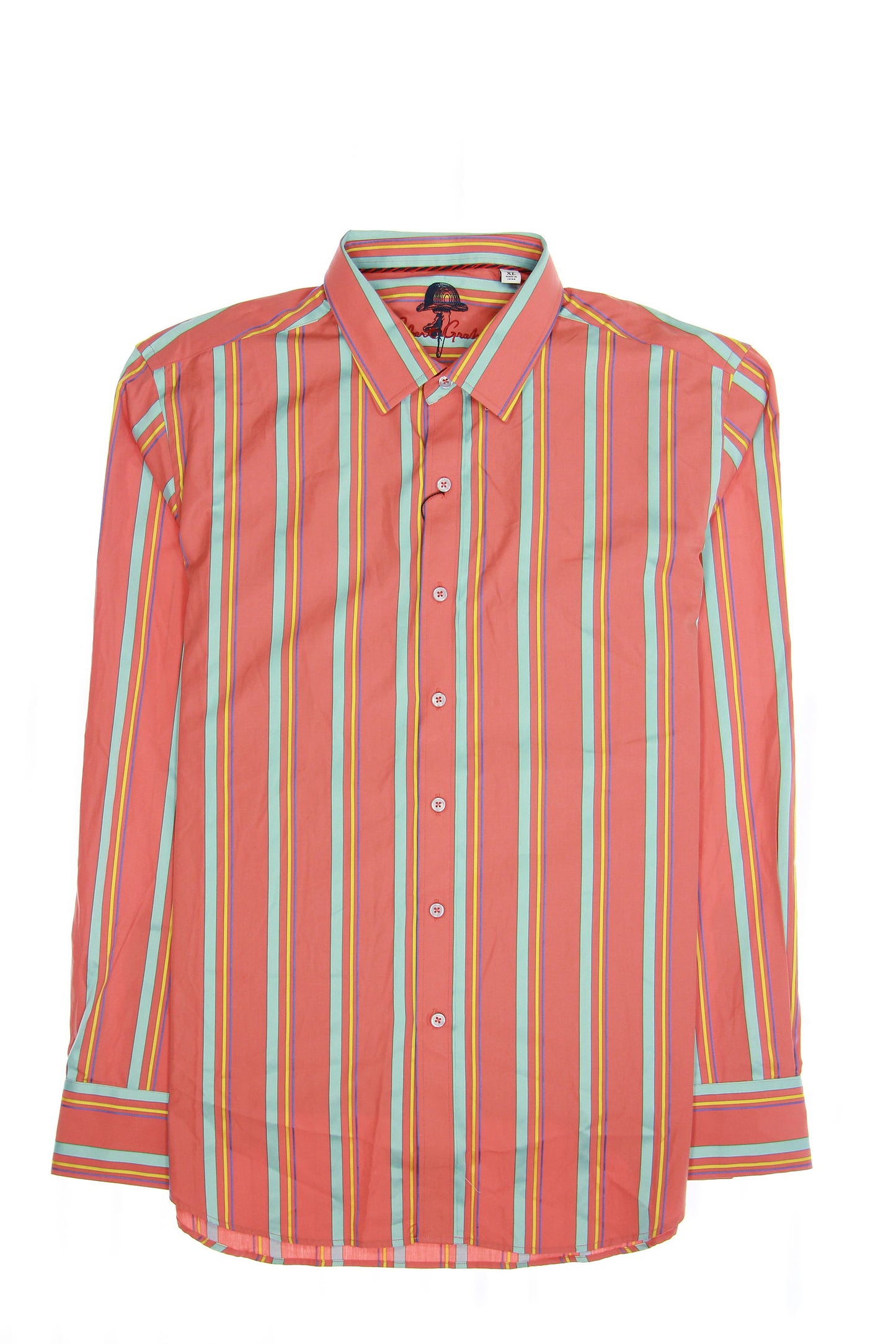 Robert Graham 'Long Lane' Mens Salmon Striped Button Down Shirt
