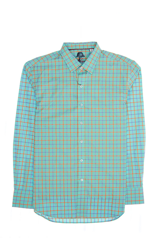 Robert Graham 'Lime Street' Mens Aqua Striped Button Down Shirt