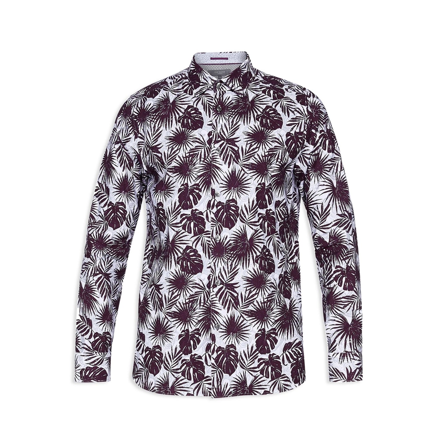 Ted Baker Fitzroy Phormal Mens Purple/White Hawaiian Button Down Shirt