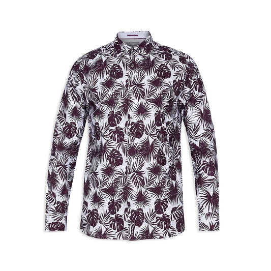 Ted Baker Fitzroy Phormal Mens Purple/White Hawaiian Button Down Shirt