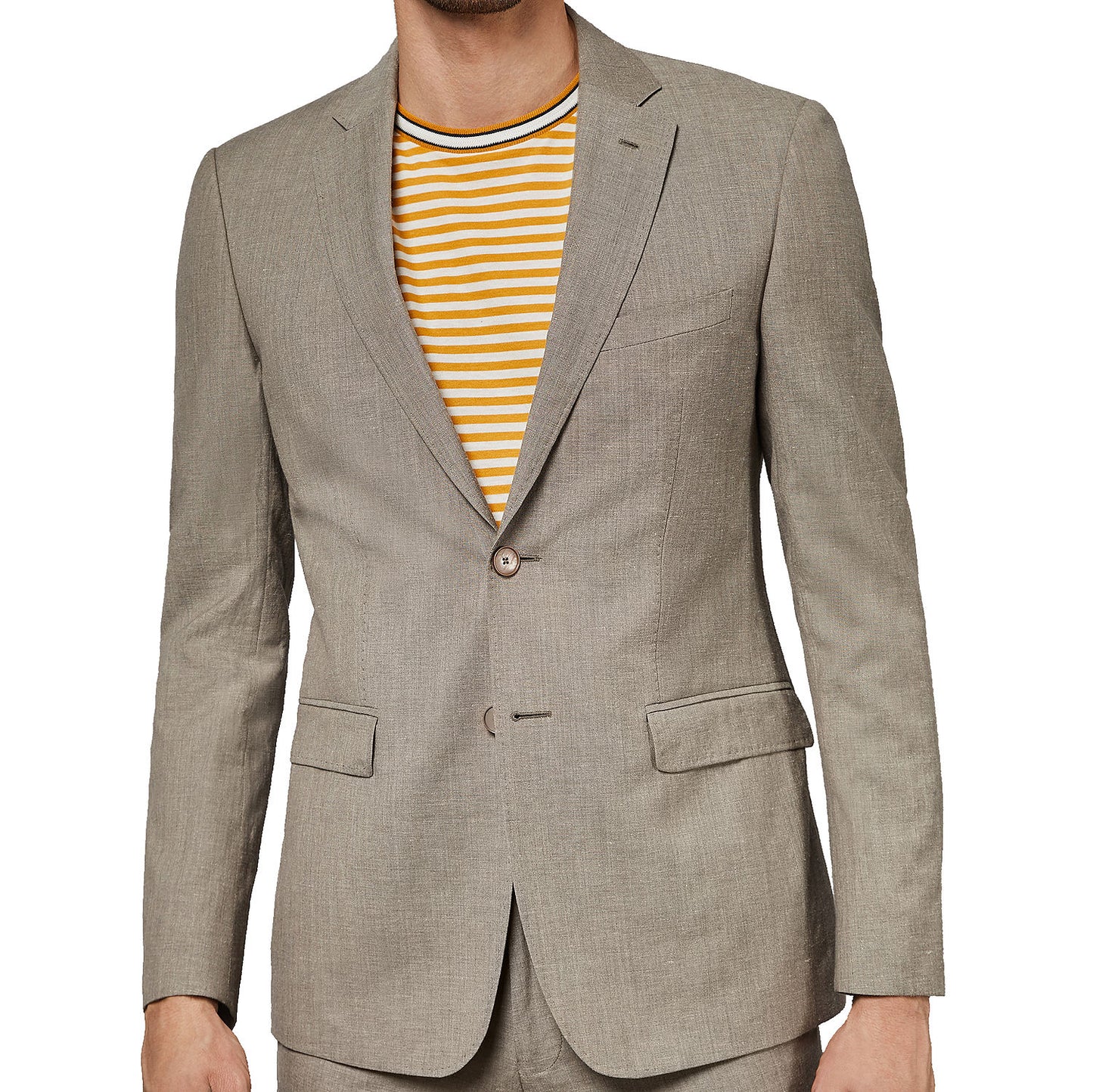 Ted Baker 'Debonair' Mens Taupe Wool/Linen 2 Button Sport Coat