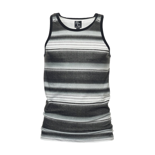 Ron Chereskin Mens Black Ombre Striped Cotton Tank Top