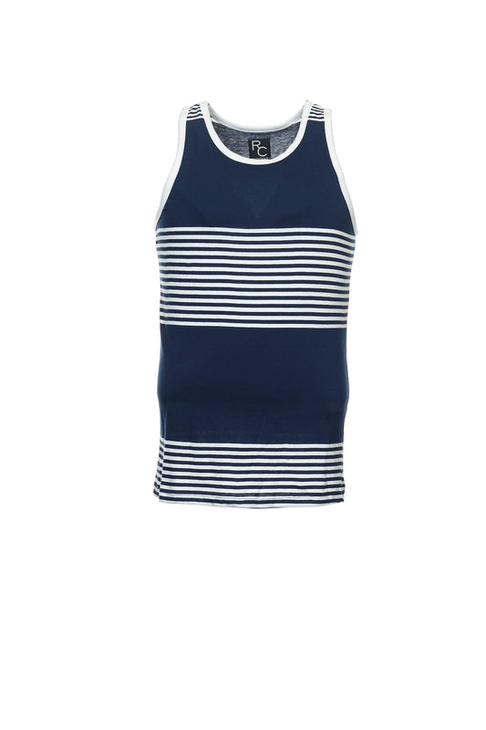 Ron Chereskin Men's Blue Striped Tank Top