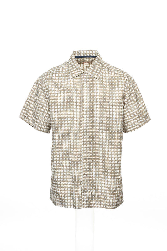 Road Men's Brown Houndstooth Camp Shirt