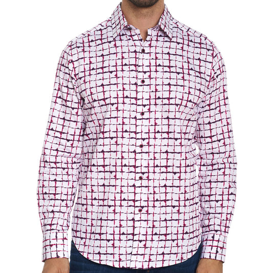 Robert Graham 'Potter' Mens White/Pink Button Down Sport Shirt