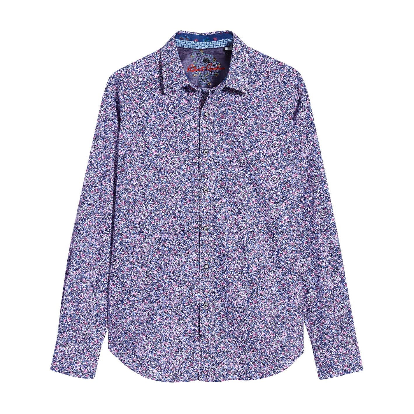 Robert Graham 'Precision' Mens Purple Variegated Button Down Shirt