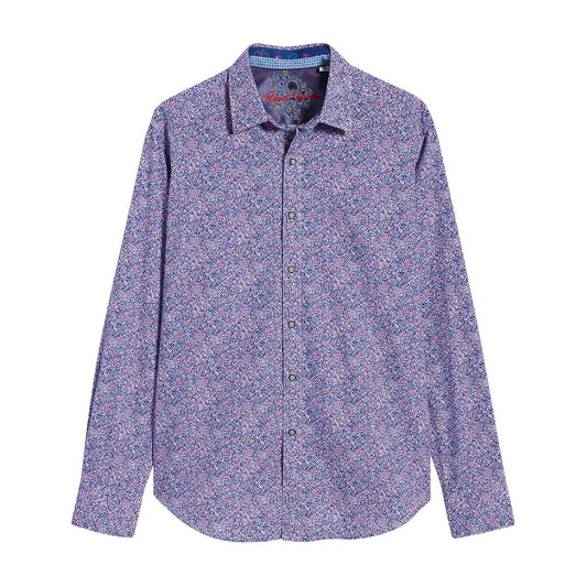 Robert Graham 'Precision' Mens Purple Variegated Button Down Shirt
