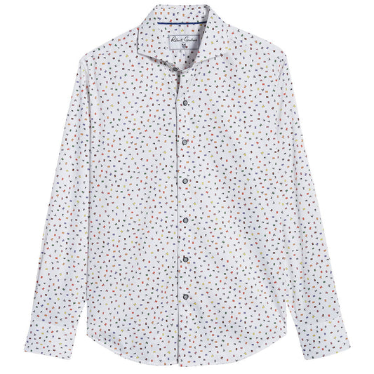 Robert Graham 'Wave Your Flag' Mens Slim Fit White Button Down Sport Shirt