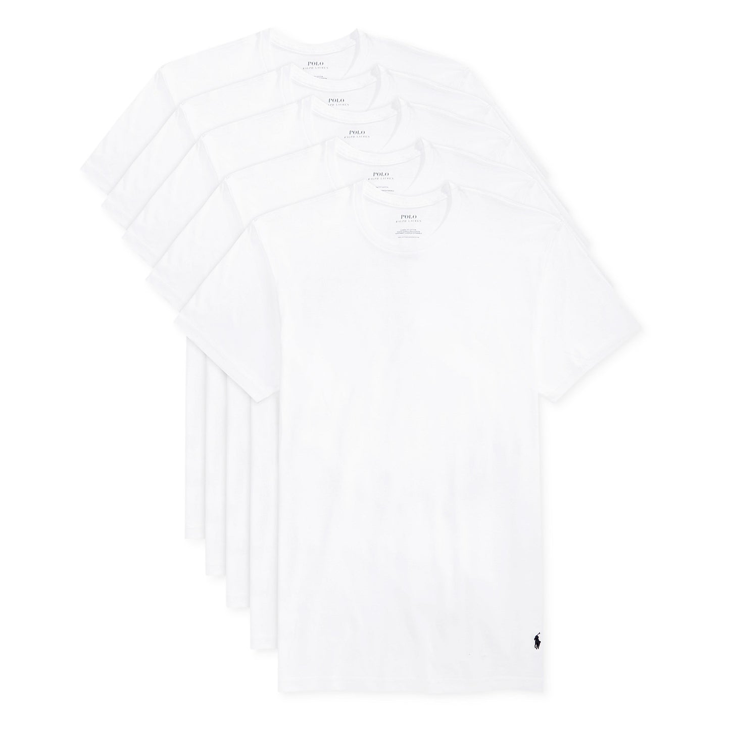 POLO Ralph Lauren Men's 5-Pack White Crewneck T-Shirts Undershirts