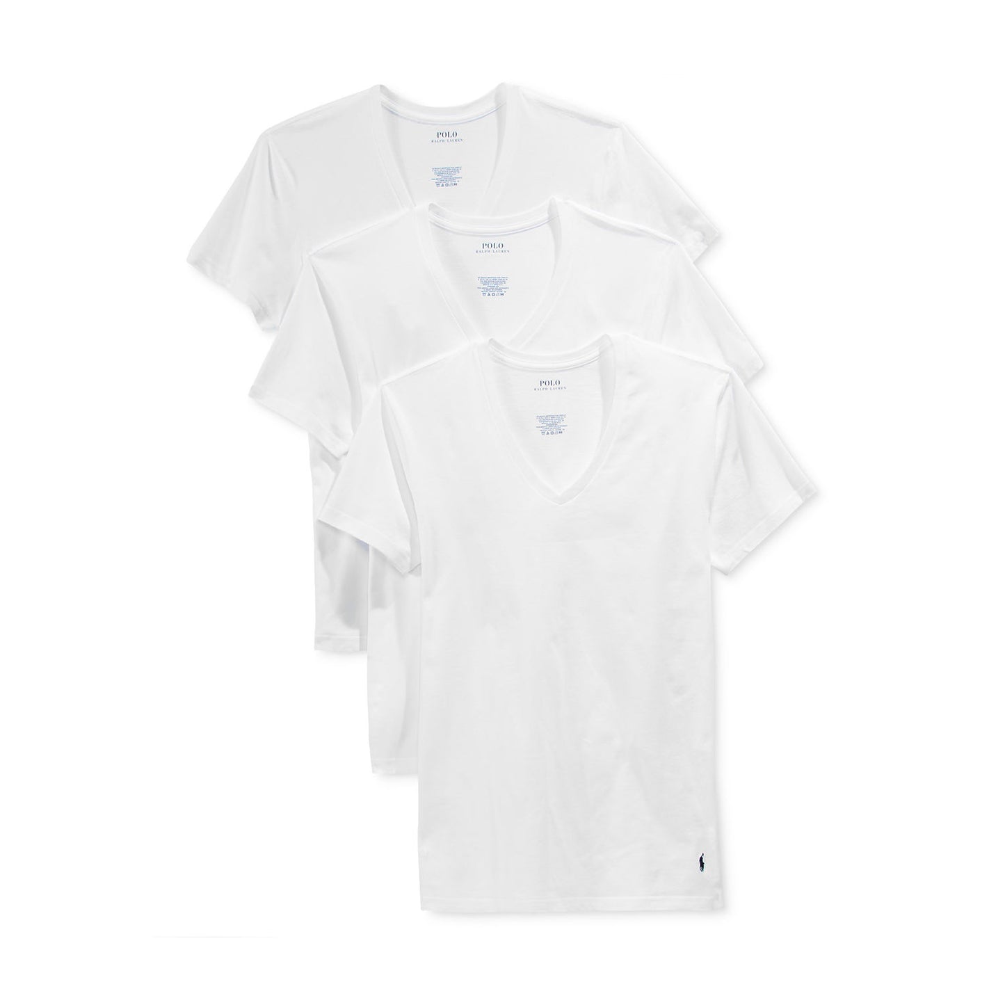 POLO Ralph Lauren 3-Pack Mens White Cotton Slim Fit V-Neck T-Shirt