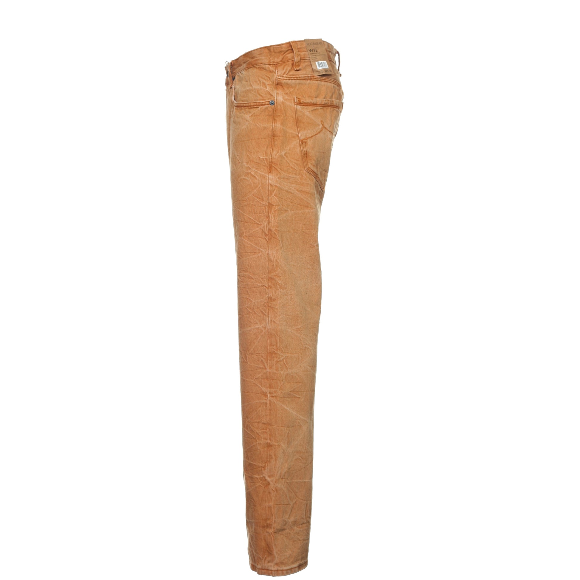 Rocawear 'Interior Color Weave' Men's Orange Distressed Straight Leg Jeans