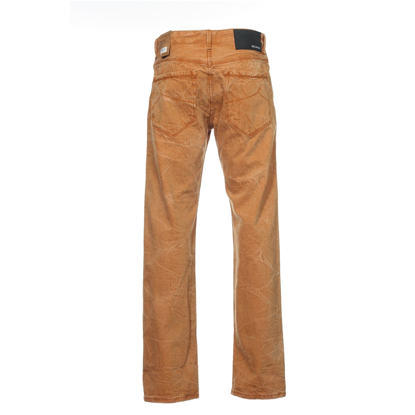 Rocawear 'Interior Color Weave' Men's Orange Distressed Straight Leg Jeans