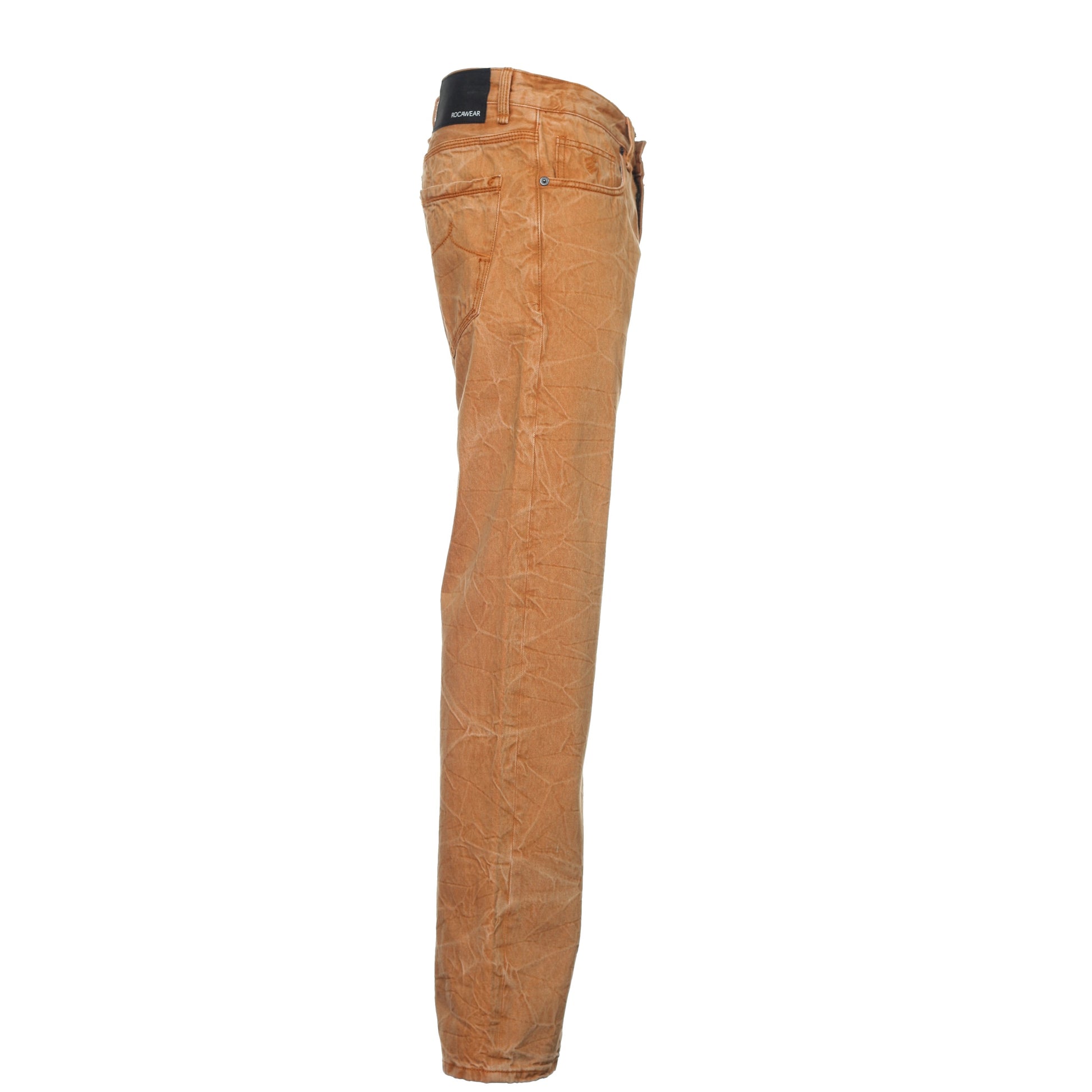 Rocawear 'Interior Color Weave' Men's Orange Distressed Straight Leg Jeans