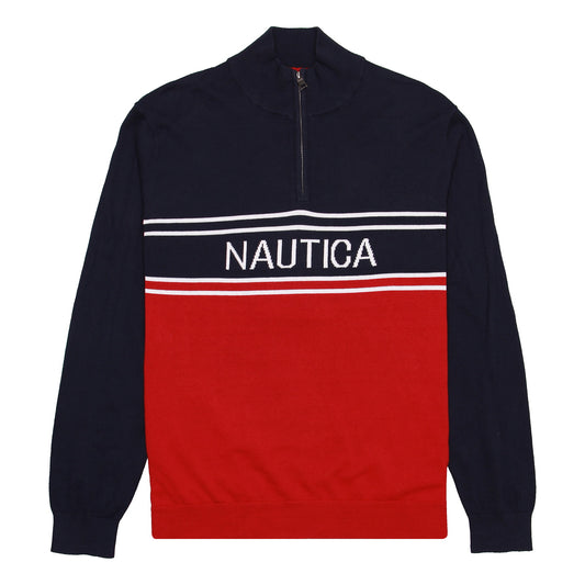 Nautica Men's Navy 1/4 Pullover Cotton Half Zip Sweatshirt
