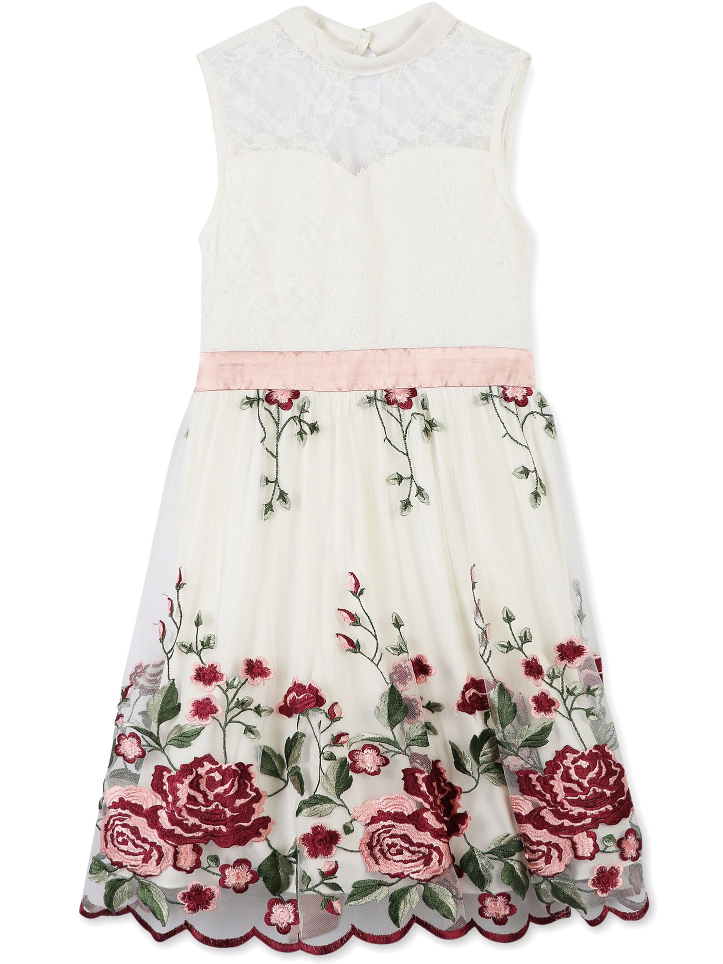 Speechless Kids Girls Rose Embroidered Fit Flare Dress