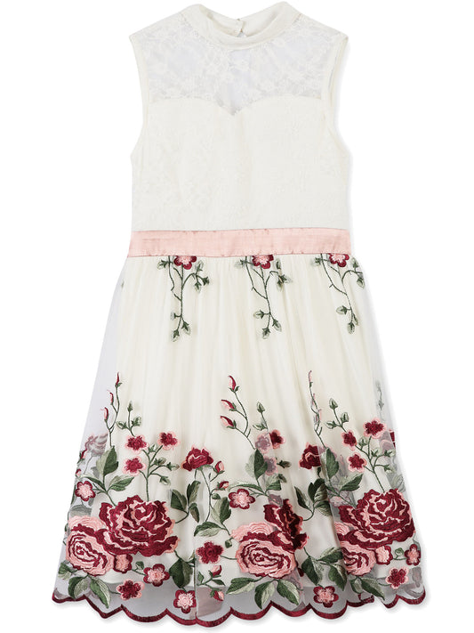 Speechless Kids Girls Rose Embroidered Fit Flare Dress