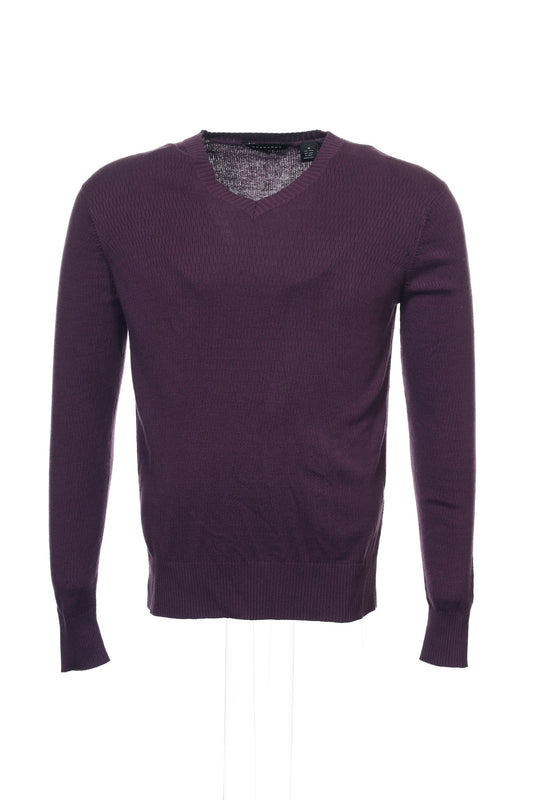 Sean John Men's Purple Cable Knit V-Neck Sweater