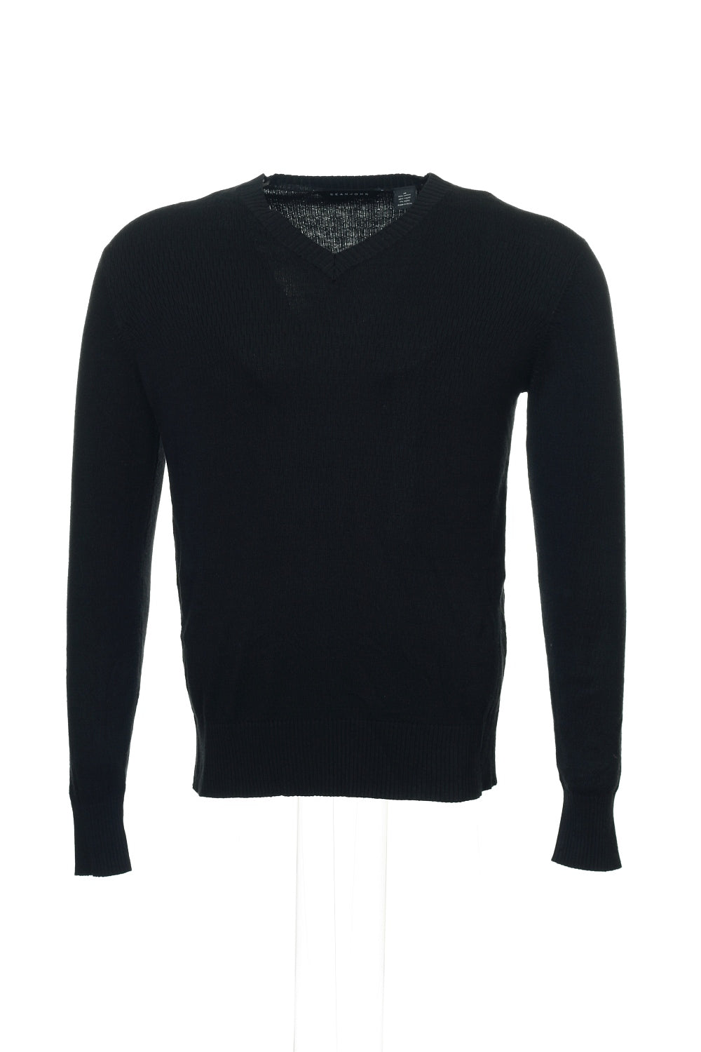 Sean John Men's Black Cable Knit V-Neck Sweater