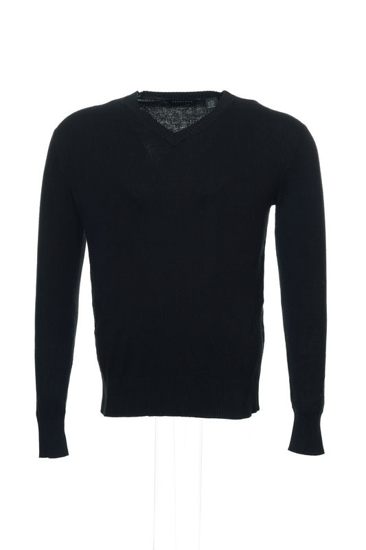 Sean John Men's Black Cable Knit V-Neck Sweater