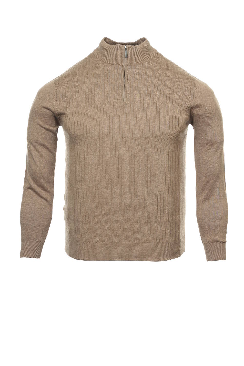 Spring + Mercer Men's Beige Half Zip Sweater