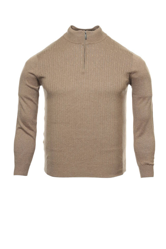 Spring + Mercer Men's Beige Half Zip Sweater