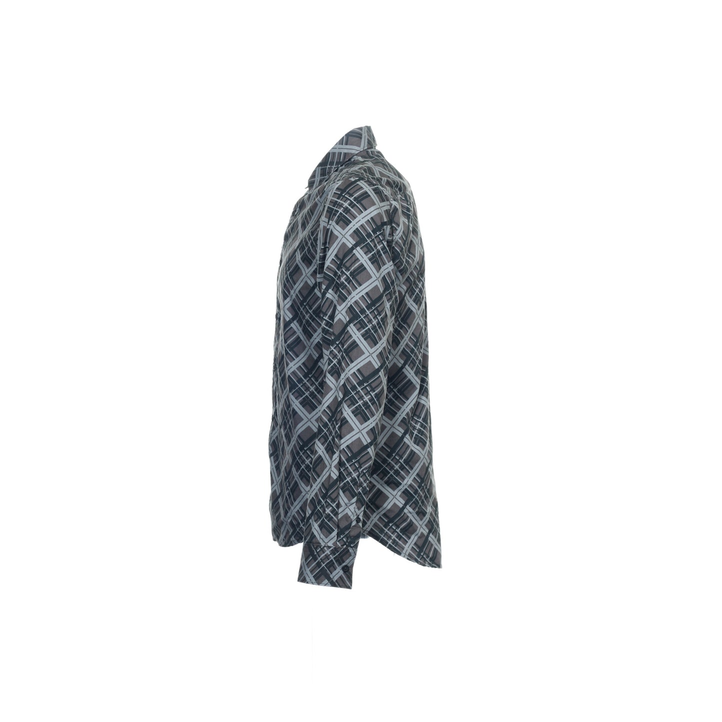 Sons of Intrigue Mens Gray Plaid Button Down Shirt
