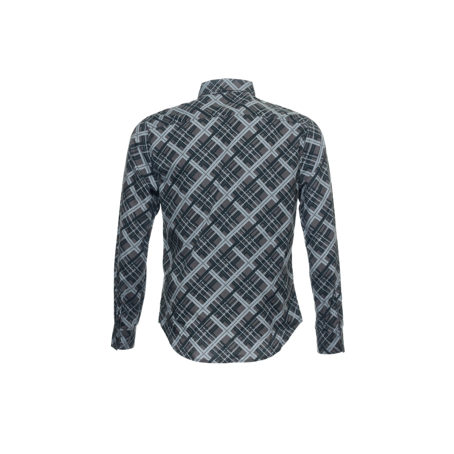Sons of Intrigue Mens Gray Plaid Button Down Shirt