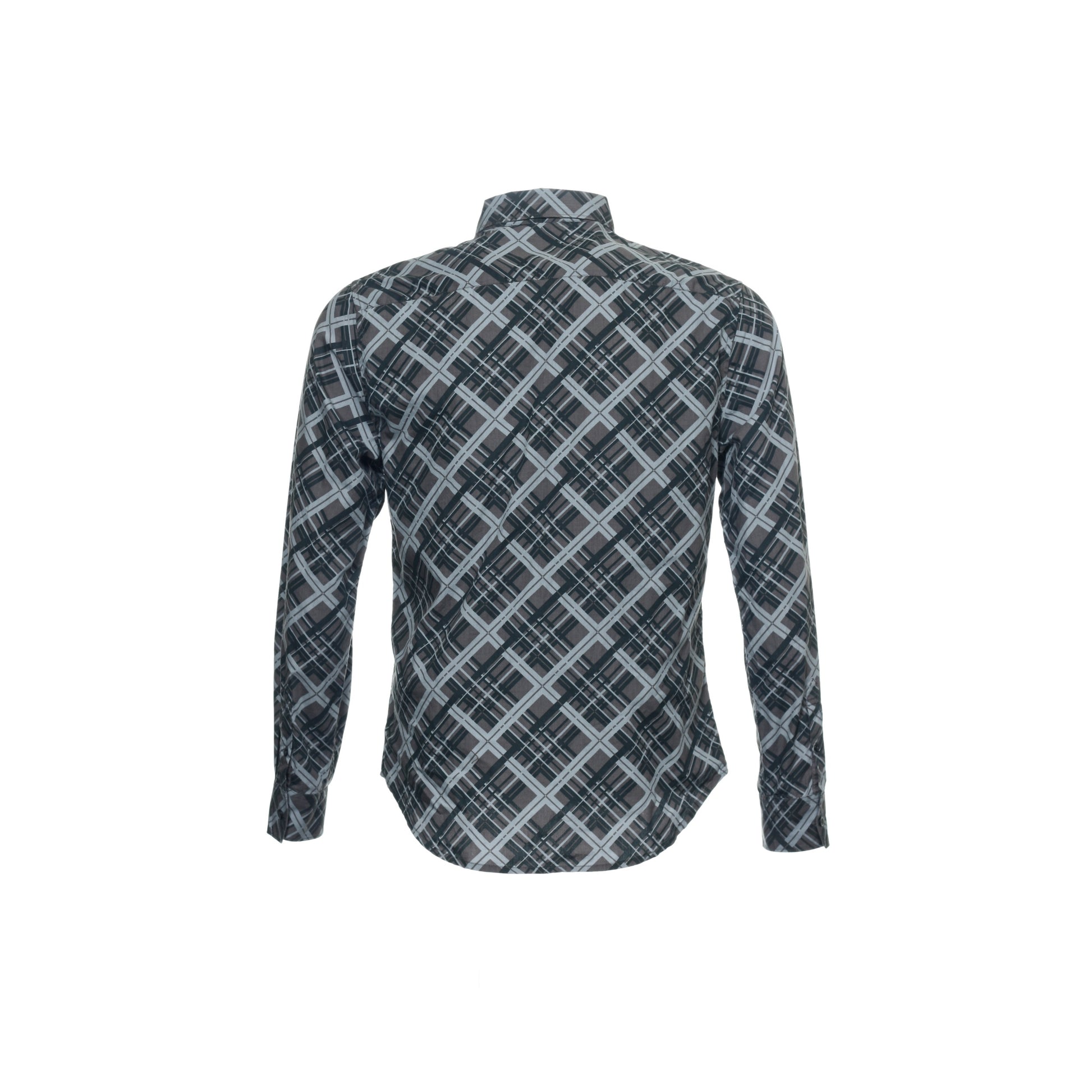 Sons of Intrigue Mens Gray Plaid Button Down Shirt
