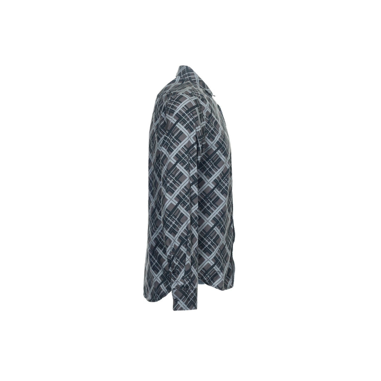 Sons of Intrigue Mens Gray Plaid Button Down Shirt