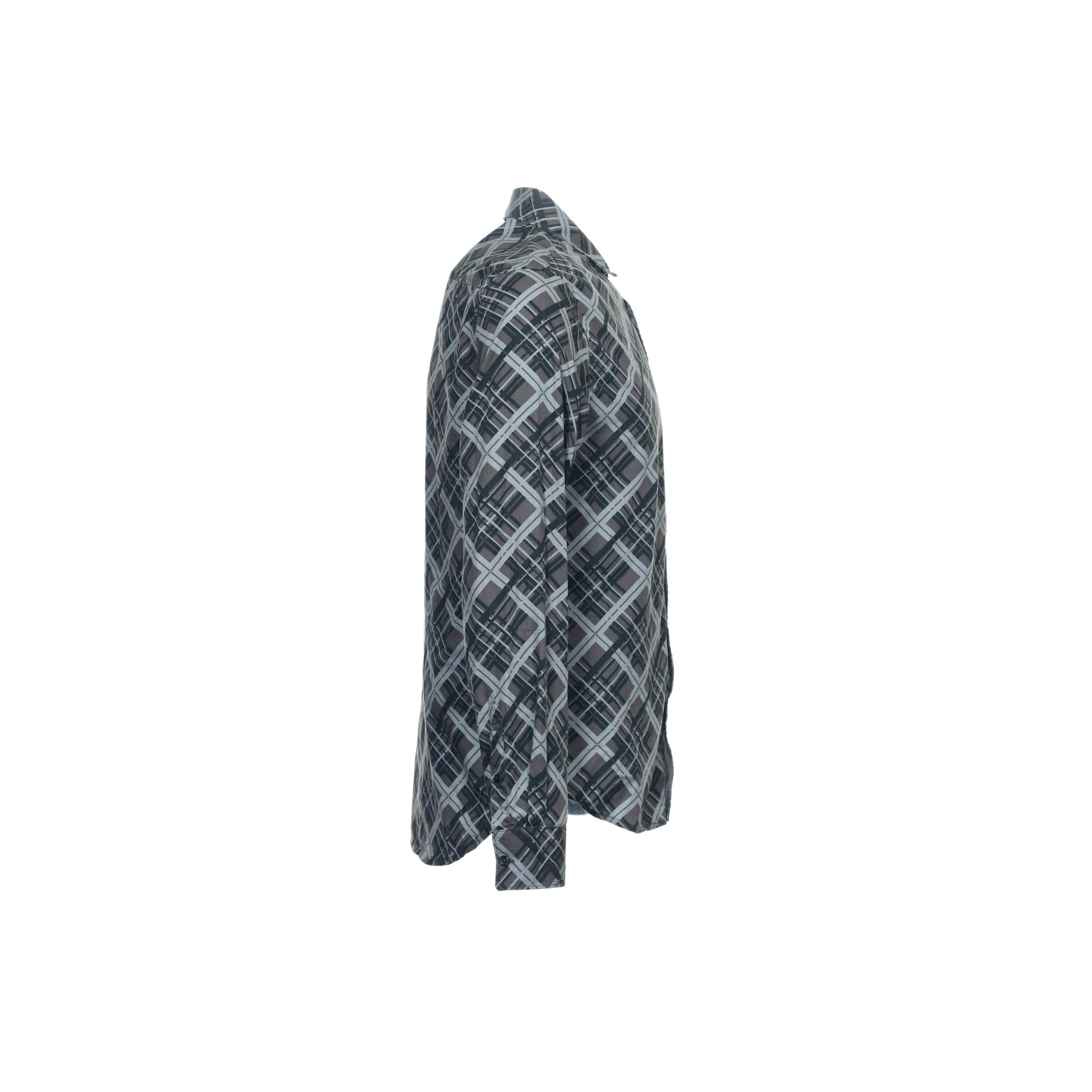 Sons of Intrigue Mens Gray Plaid Button Down Shirt