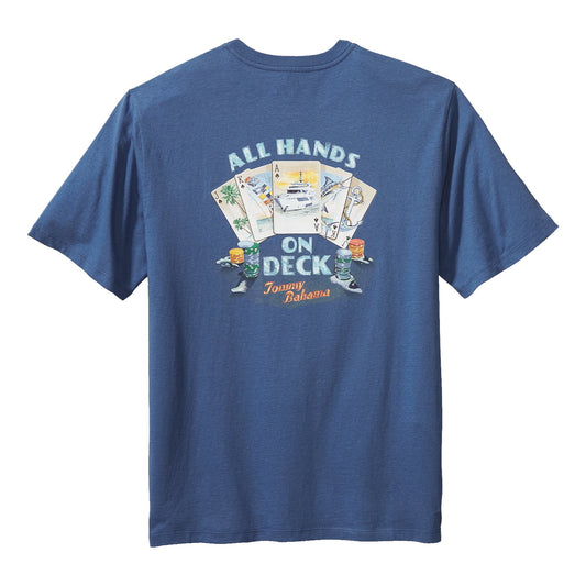 Tommy Bahama Mens Blue All Hands On Deck Graphic Cotton Crew T-Shirt
