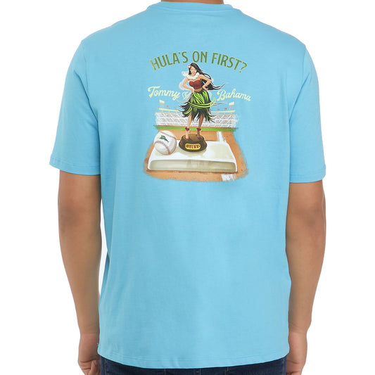 Tommy Bahama Hula's on First Mens Turquoise Haze Graphic Cotton T-Shirt