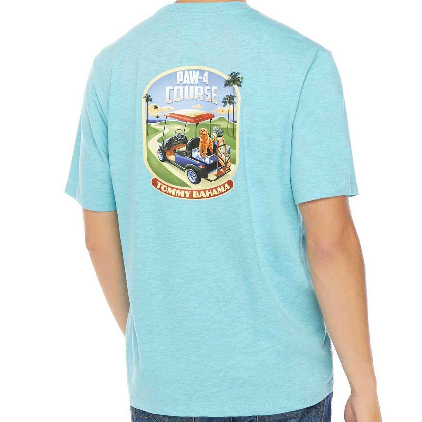 Tommy Bahama Paw 4 Course Mens Hummingbird Blue Graphic Cotton T-Shirt