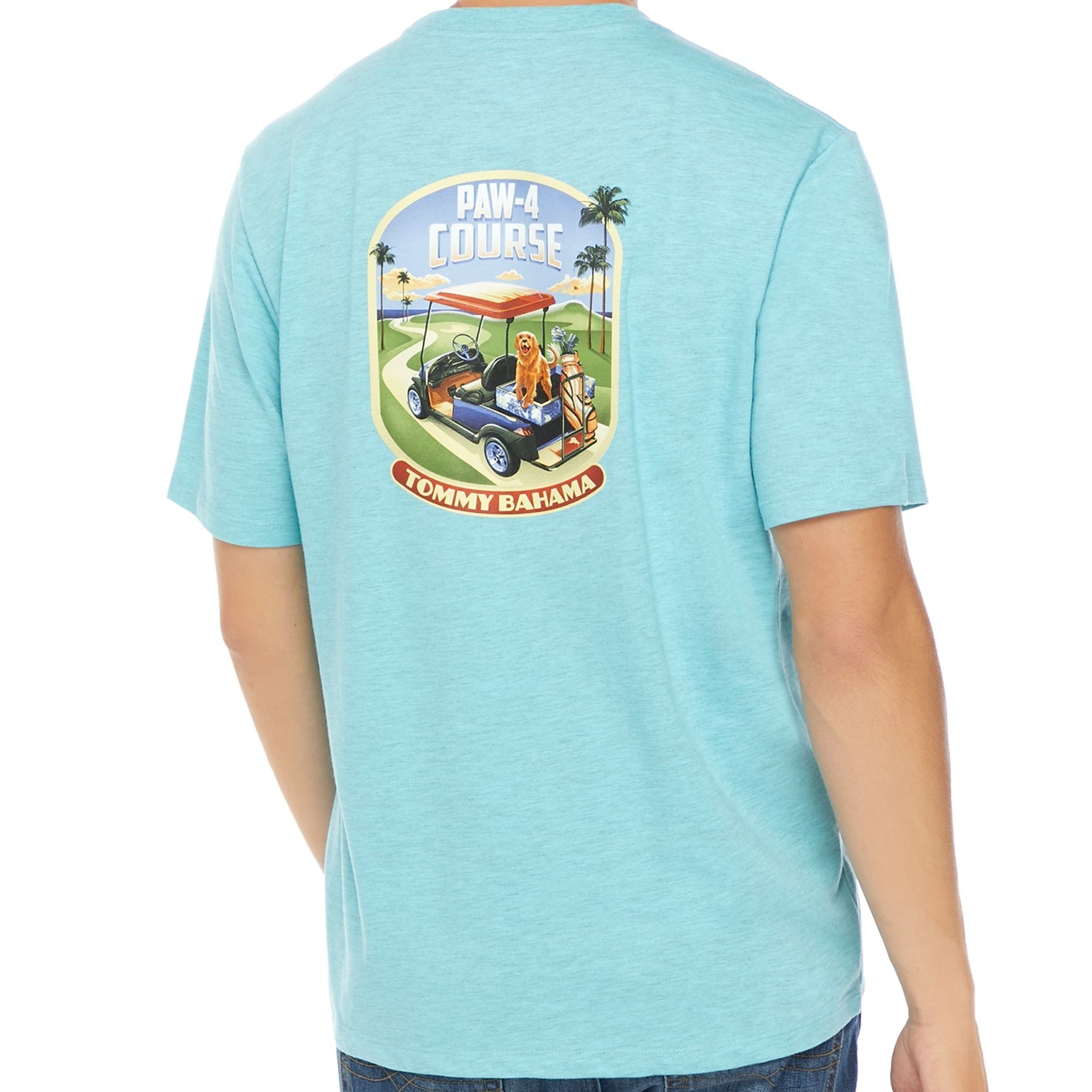 Tommy Bahama Paw 4 Course Mens Hummingbird Blue Graphic Cotton T-Shirt