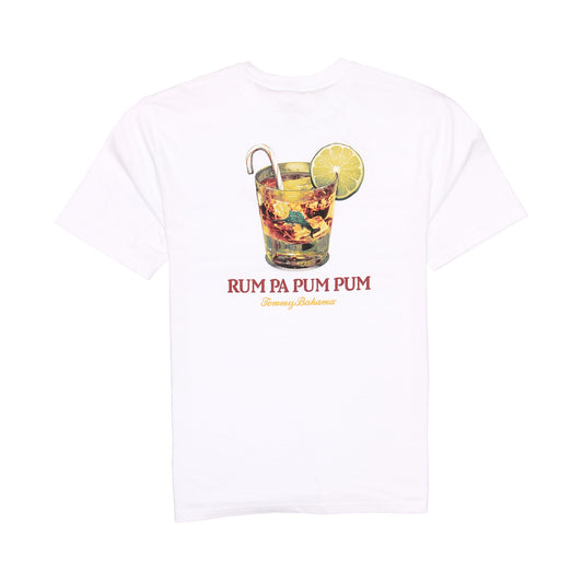 Tommy Bahama Rum Pa Pum Pum Mens White Graphic Cotton T-Shirt