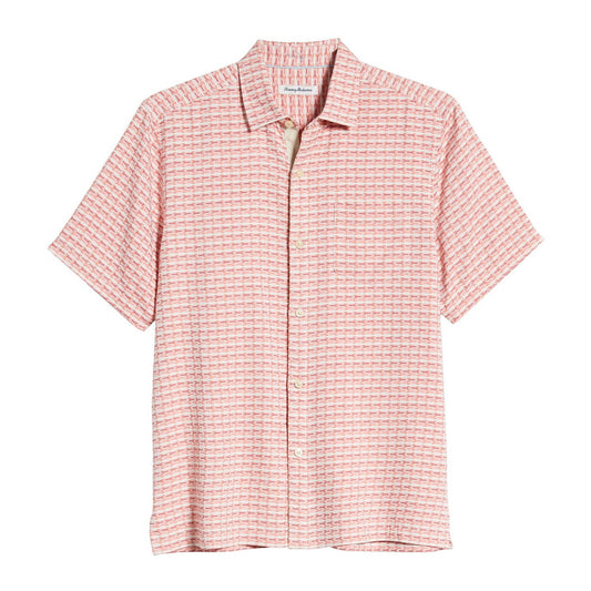 Tommy Bahama Giovanni Geo Men's Light Havana Classic Fit Silk Camp Shirt