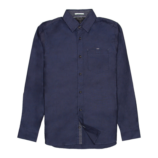 Ted Baker Portmyo End On End Shirt Men's Navy Button Down Shirt