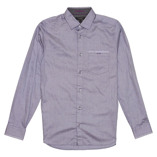 Ted Baker Mens Navy Cotton Modern Fit Button Down Shirt
