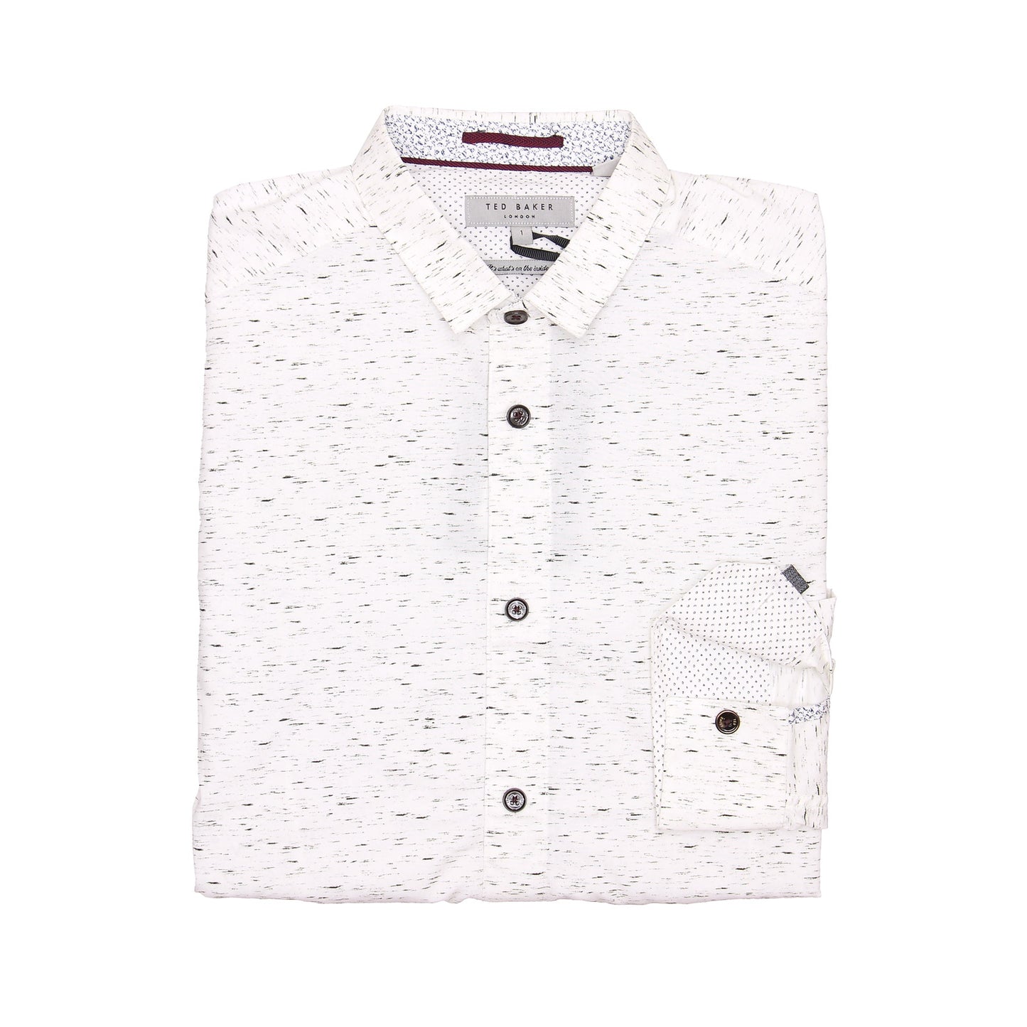 Ted Baker Pantheo Mens White Nepped Print Cotton Button Down Shirt