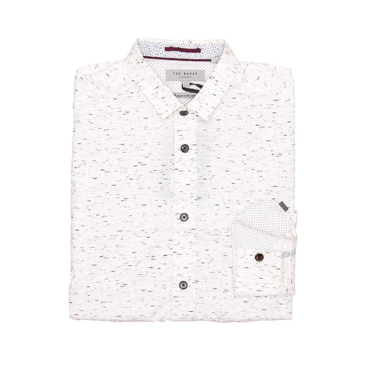 Ted Baker Pantheo Mens White Nepped Print Cotton Button Down Shirt