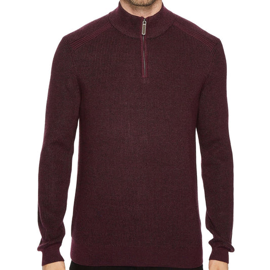 Ted Baker Stach Men's Purple Knitted Funnel Neck Quarter Zip Sweater