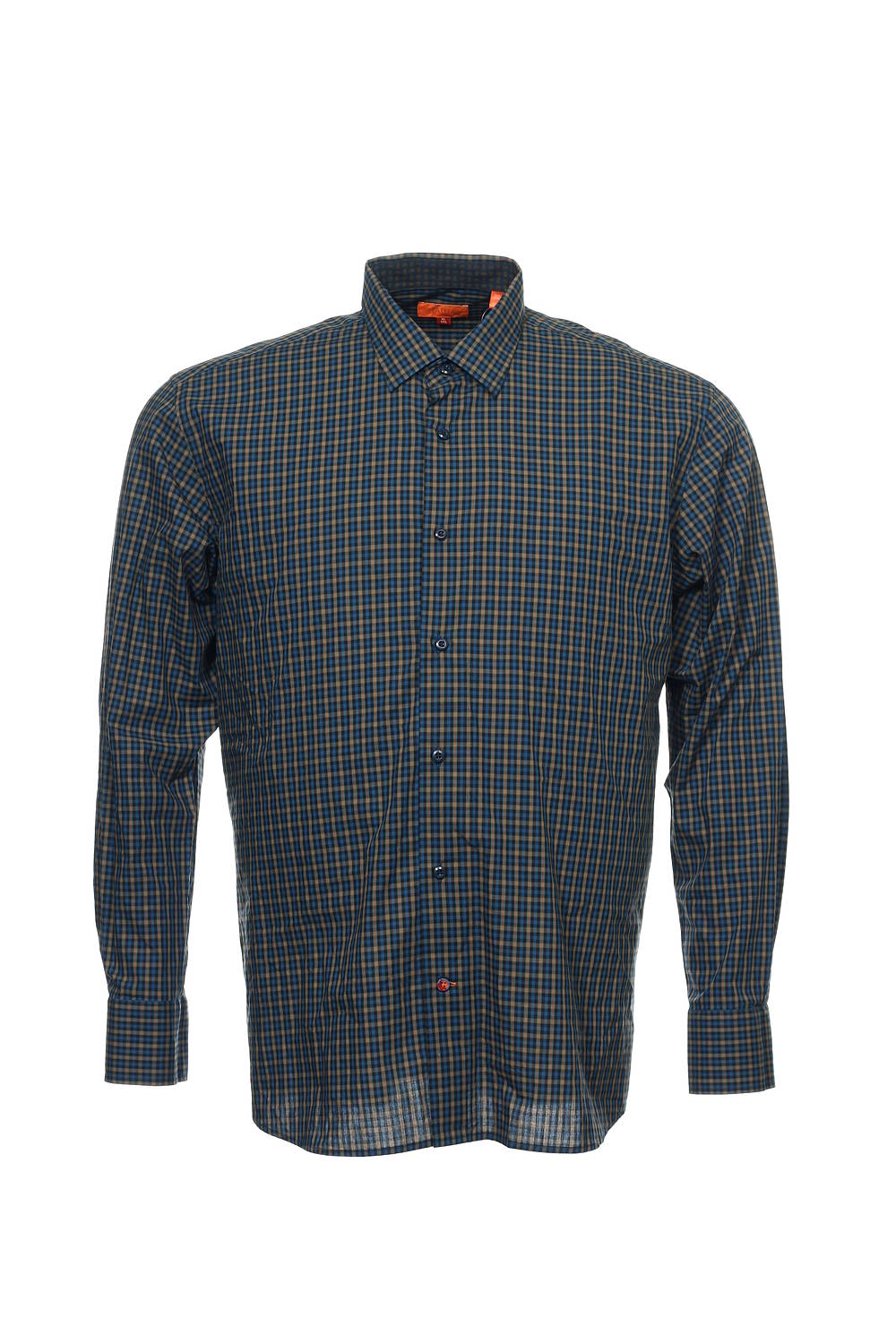 Tallia Orange Men's Blue Plaid Button Down Shirt