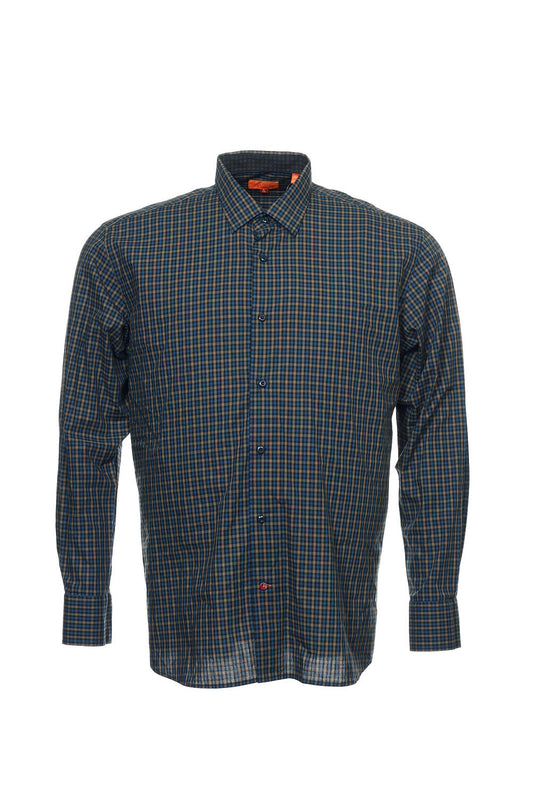 Tallia Orange Men's Blue Plaid Button Down Shirt