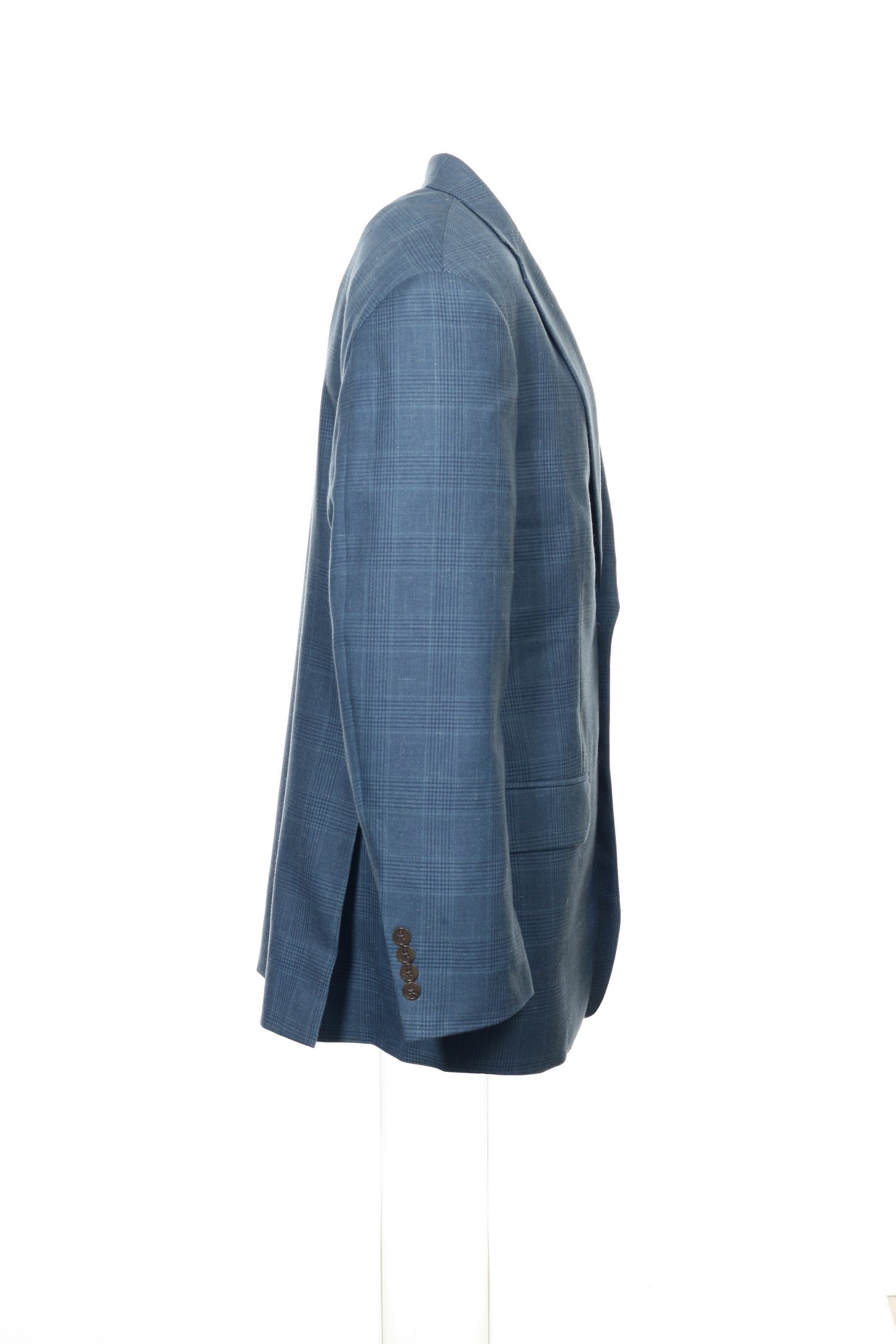 Tasso Elba Mens Medium Blue Wool/Linen Blend Plaid Blazer