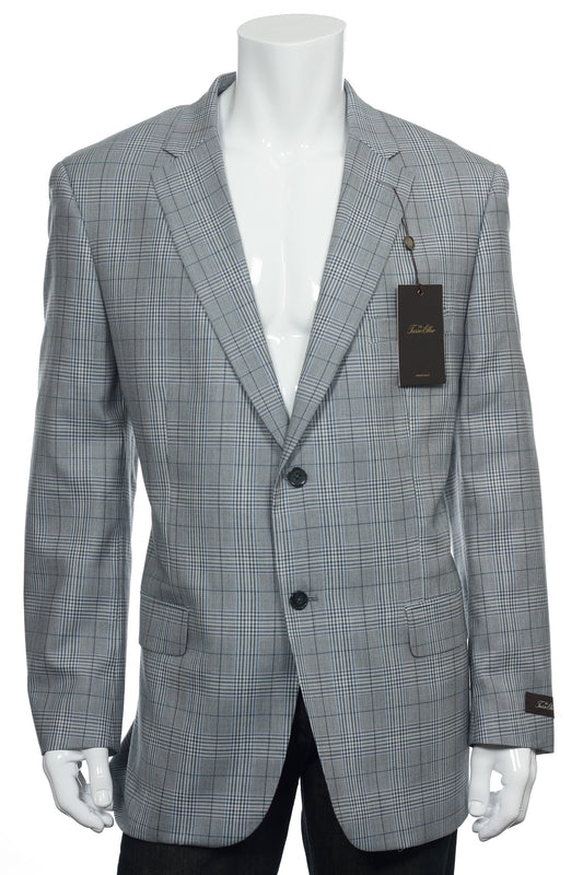 Tasso Elba Mens Medium Blue/Gray 100% Wool 2 Button Sport Coat