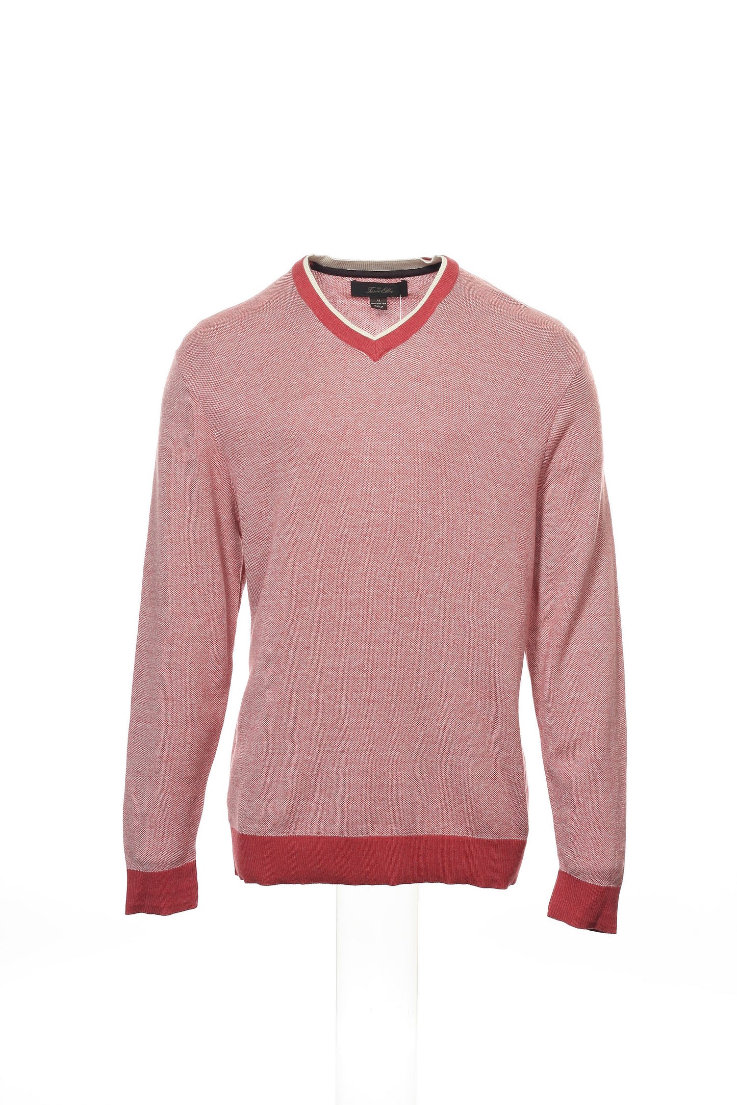 Tasso Elba Collezione Men's Red Two Tone V-Neck Sweater