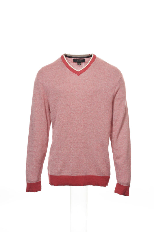 Tasso Elba Collezione Men's Red Two Tone V-Neck Sweater