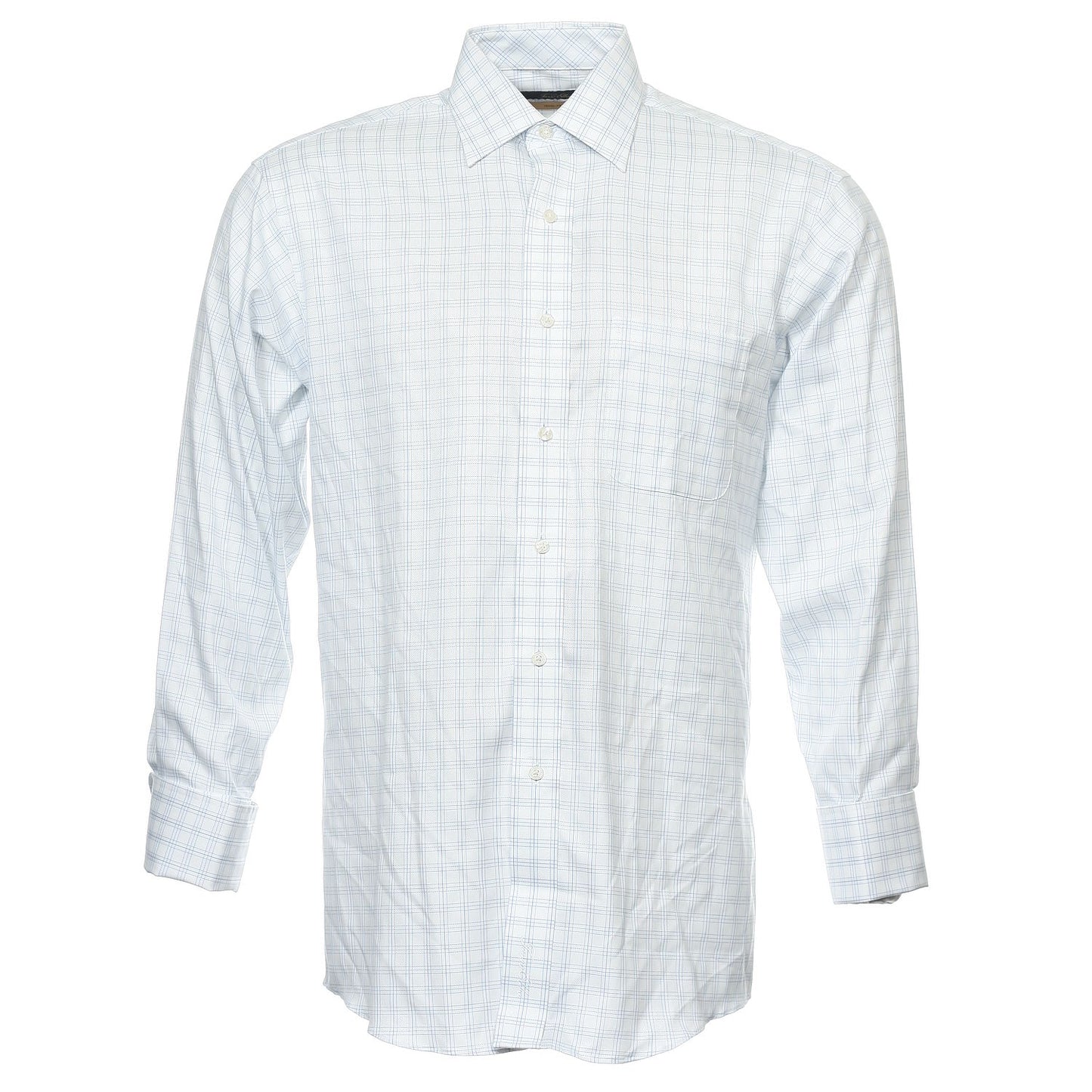 Tasso Elba Mens White/Blue Iron Free Long Sleeve Button Down Shirt