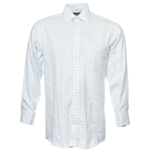 Tasso Elba Mens White/Blue Iron Free Long Sleeve Button Down Shirt